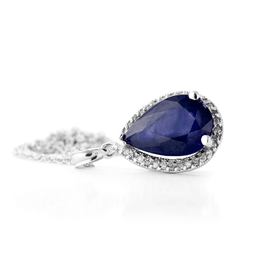14K. SOLID GOLD NECKLACE DIAMONDS & SAPPHIRE - Picture 3 of 14